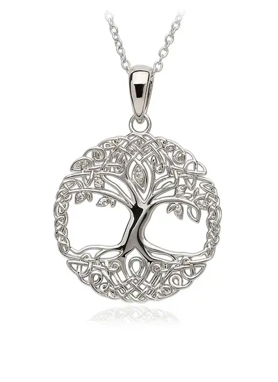 Sterling Silver Tree Of Life Pendant With Cubic Zirconia
